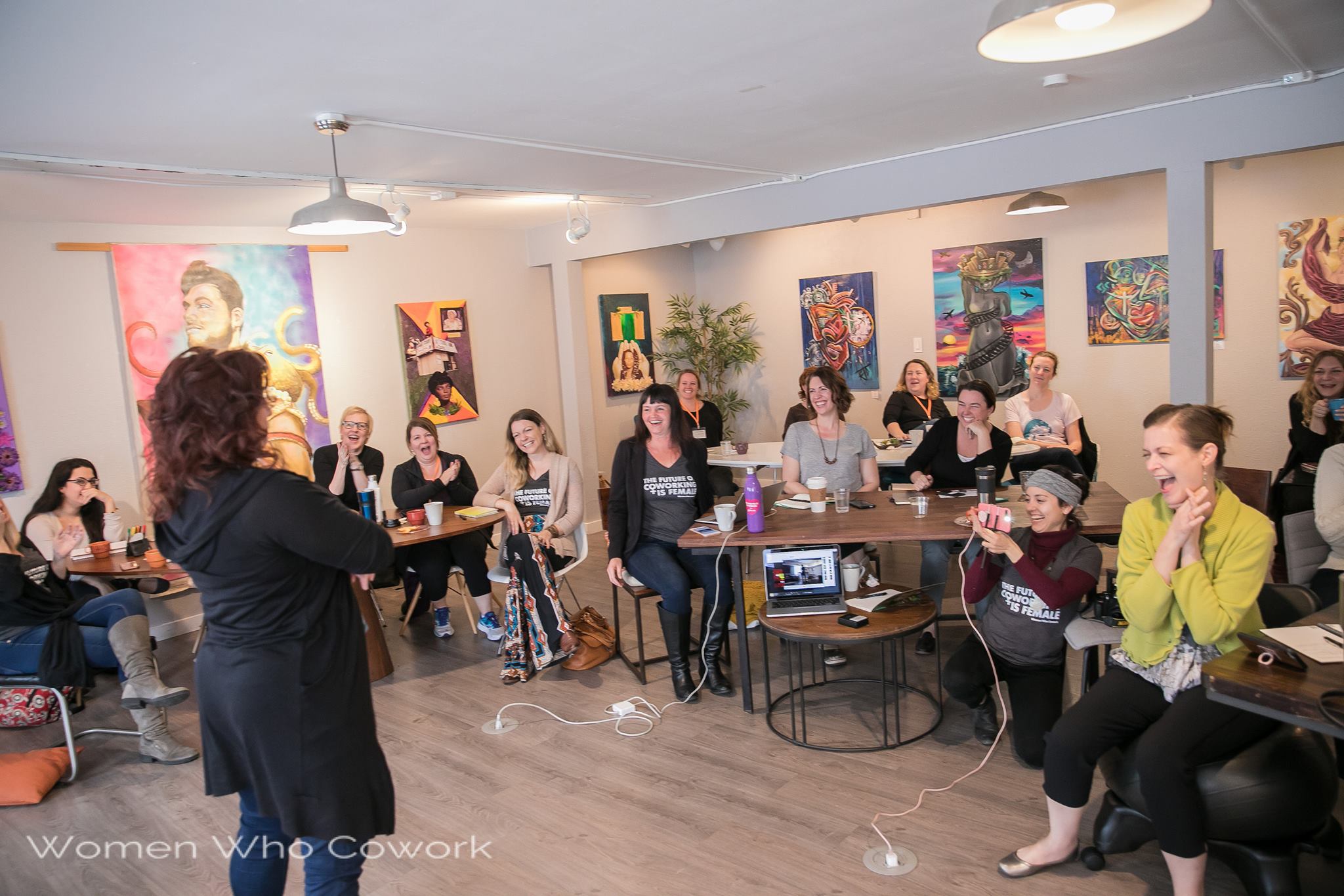 women who cowork at conference in Austin
